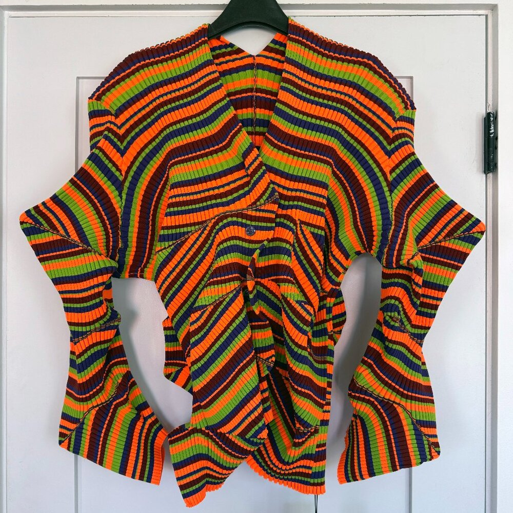 NWT JNBY womens neon stripe spike origami fold sweater jacket size M